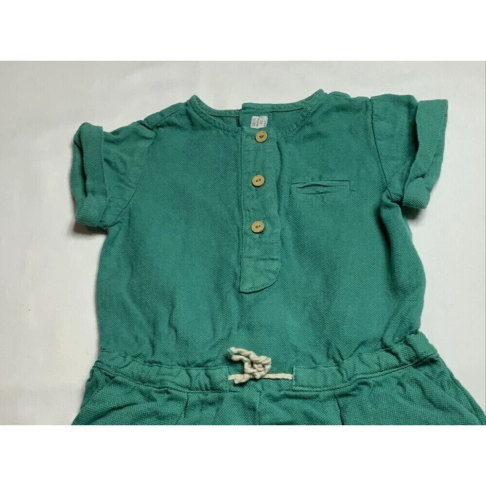 Zara Kids Romper Infant 1pc Cotton Linen Blend Green Size 18-24 Months